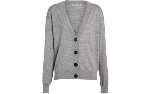 Burberry Women's Vintage Check Elbow Patch Dornoch Cardigan Grey