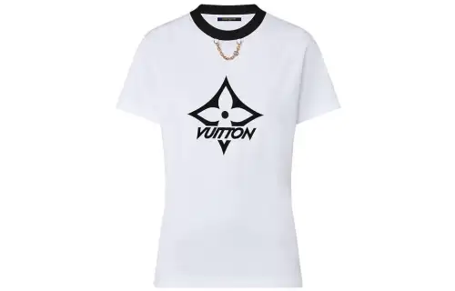 LOUIS VUITTON New Quarterly Products Of LV T Shirts Women's White Crew Neck Moderate Straight Fit