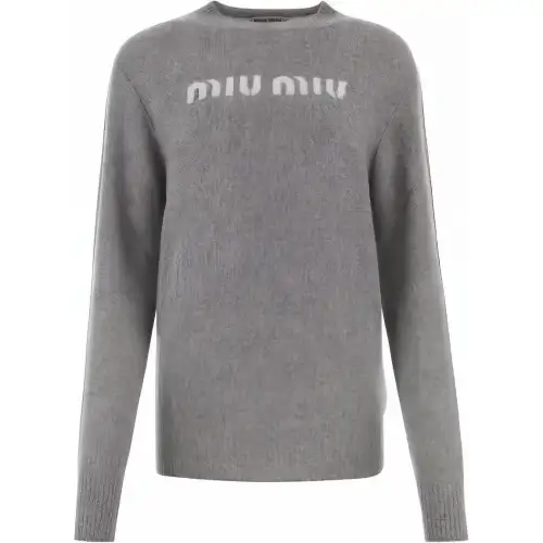 MIU MIU Sweaters Women's Gray Crew Neck Moderate Other