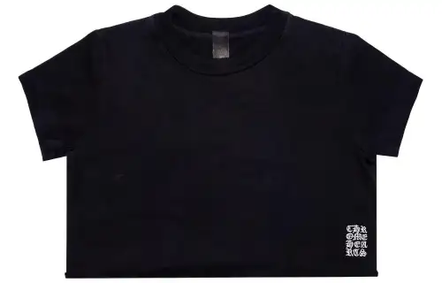 Chrome Hearts Crop Tops Women's Black Crew Neck Moderate