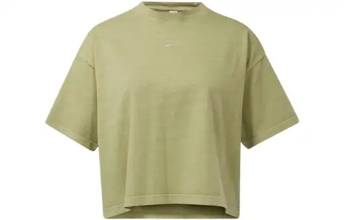 Reebok Drop Shoulder Sleeve T Shirt Women's Gray Green