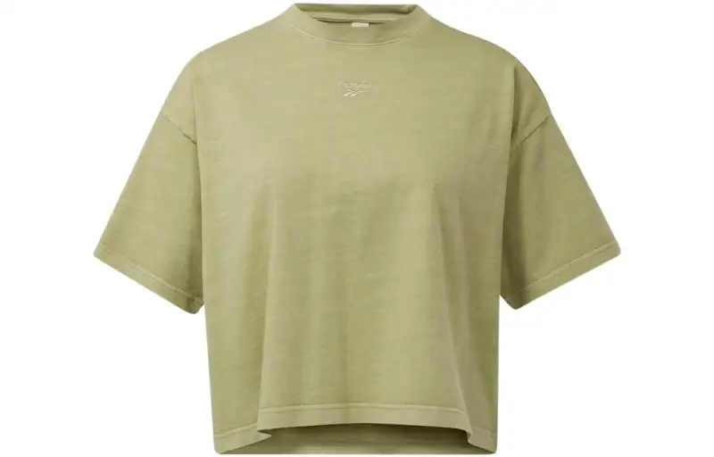 Reebok Drop Shoulder Sleeve T Shirt Women's Gray Green