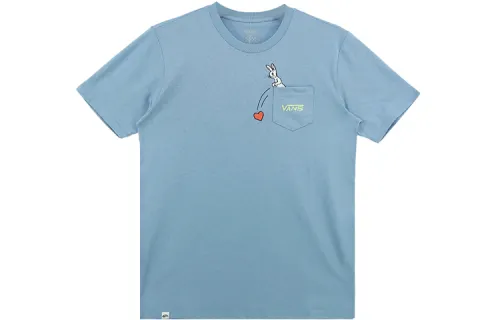 Vans T Shirts Women's Gray Blue Crew Neck Moderate Straight Fit