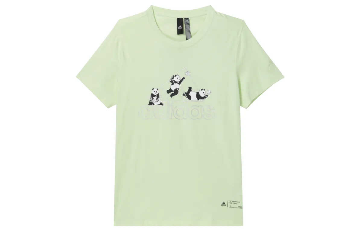 Adidas T-Shirts Women's Green Crew Neck Moderate Straight Fit