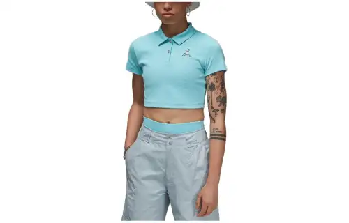 Jordan Crop Tops Women's Light Blue Lapel Moderate