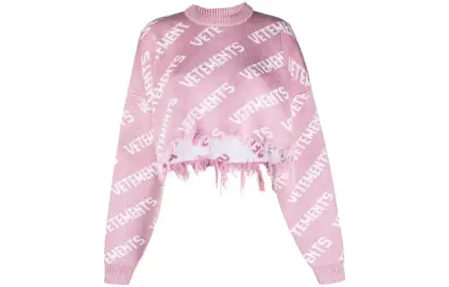 Vetements Iconic Lurex Monogram Cropped Sweater