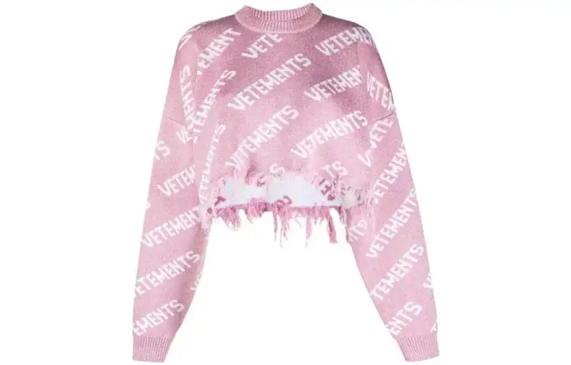 Vetements Iconic Lurex Monogram Cropped Sweater