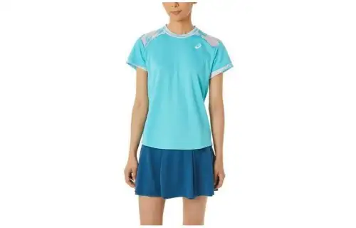 ASICS T Shirts Women's Teal Crew Neck Moderate Other