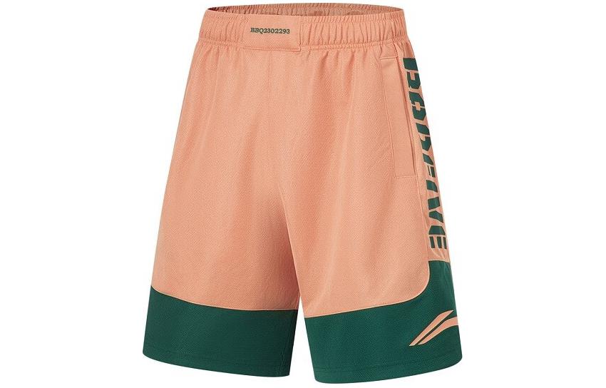 Li Ning BADFIVE Basketball Shorts Men's Sunset Orange Spruce Green