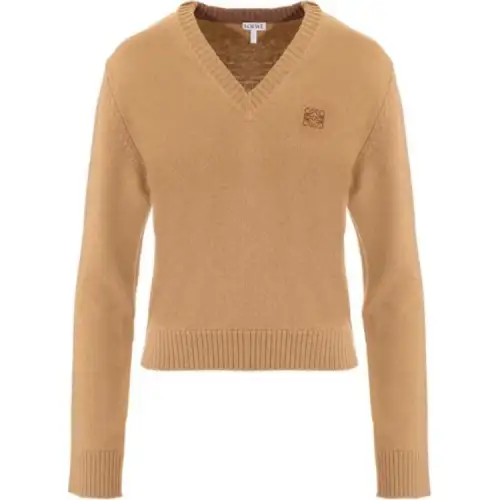 LOEWE Sweaters Women's Brown V Neck Moderate Other