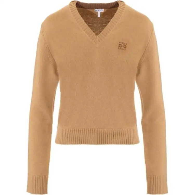 LOEWE Sweaters Women's Brown V Neck Moderate Other