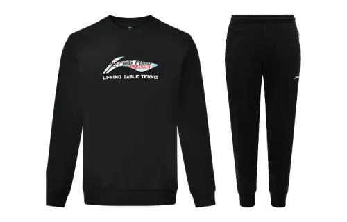 Li Ning Sweatshirt Set Unisex Black+Black