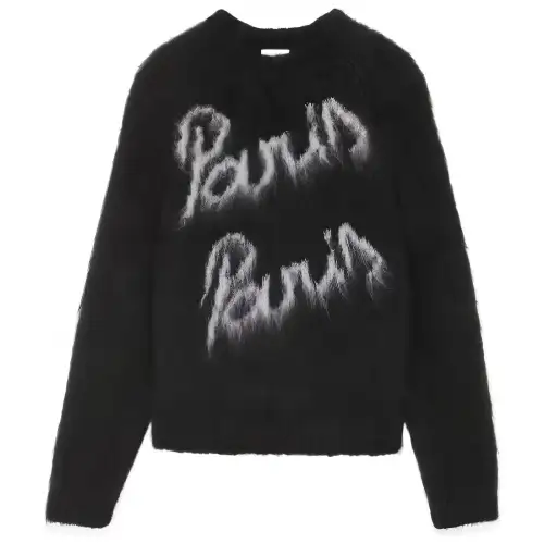 SAINT LAURENT Women's Paris Mohair Knit Sweater Black/Natural