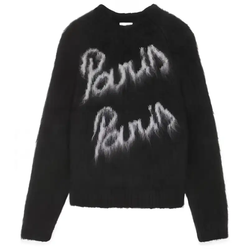 SAINT LAURENT Women's Paris Mohair Knit Sweater Black/Natural