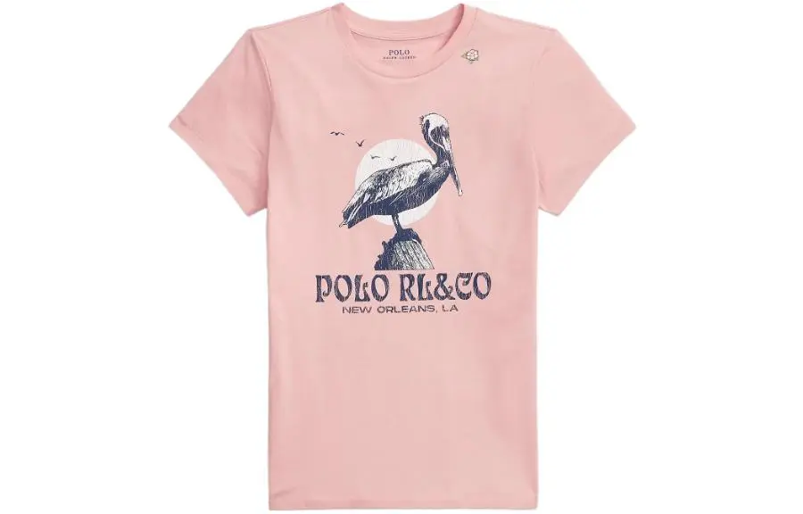 Polo Ralph Lauren T-Shirts Women's Pink Crew Neck Moderate Straight Fit