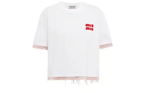 MIU MIU T Shirts Women's White Crew Neck Moderate Straight Fit