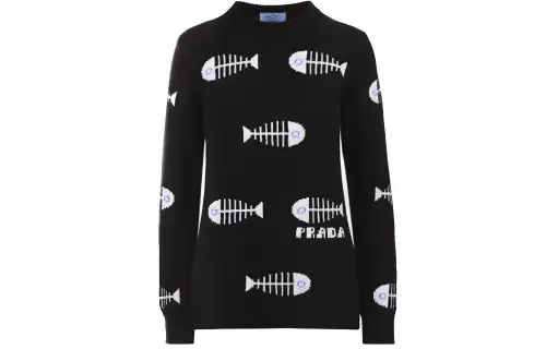 PRADA Sweaters Women's Black Crew Neck Moderate Other