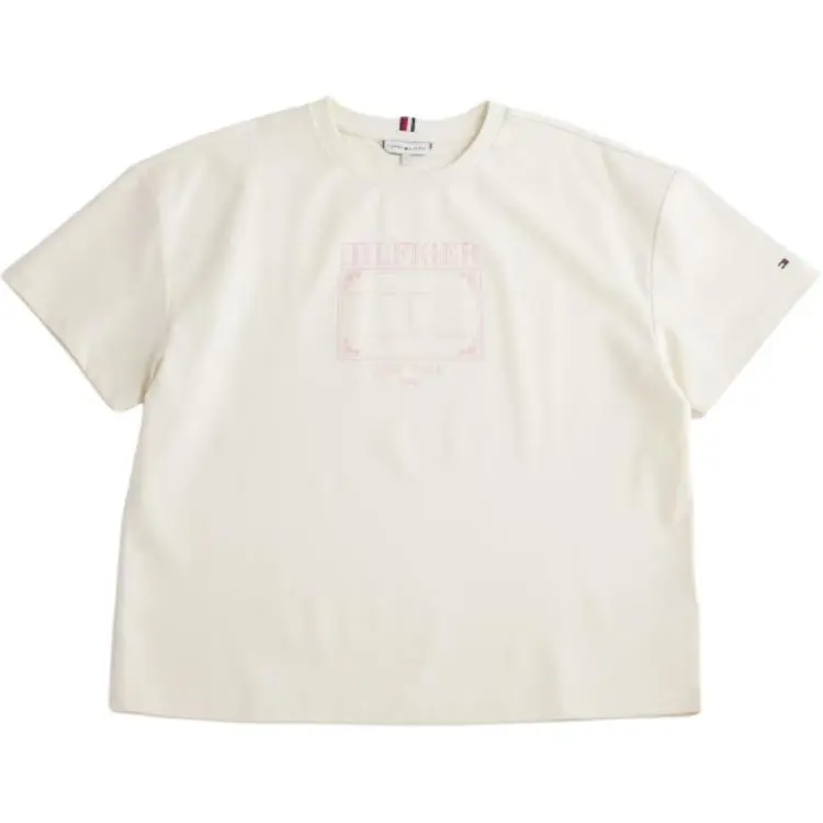 Tommy Hilfiger SS25 Drop Shoulder Sleeve T Shirt Women's Ivory
