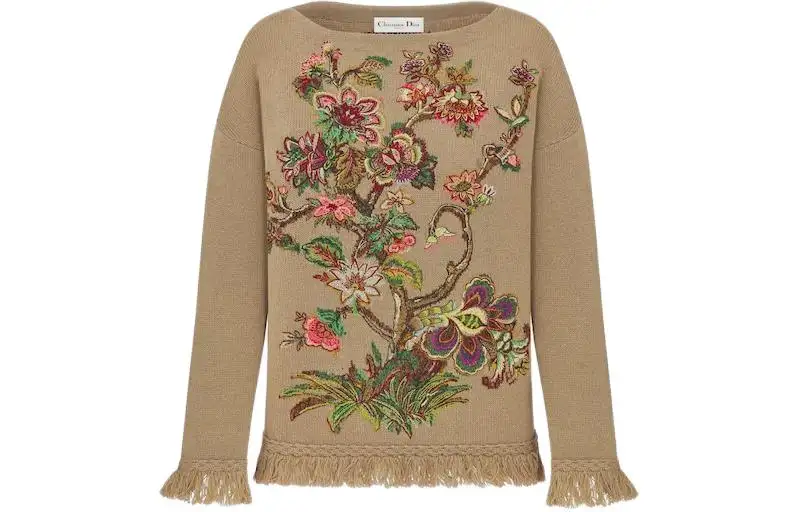 DIOR FW23 Embroidered Sweater Women's Brown