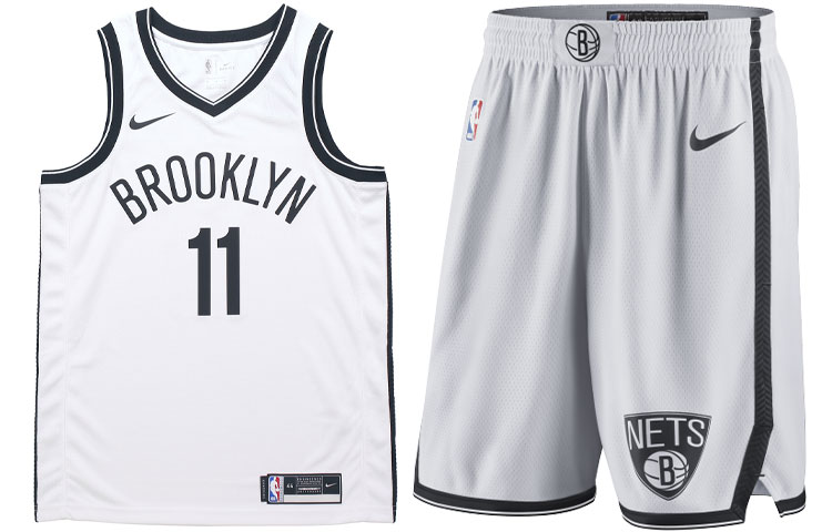 Nike NBA alphanumeric print color-blocking vest shorts basketball set SW fan version Brooklyn Nets Kyrie Irving No. 11 Men's White