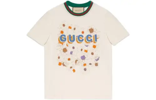 GUCCI Fw22 Tanabata Series FW22 Regular T Shirt Women's Ecru