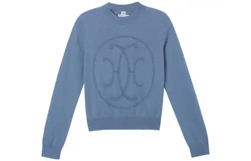 HERMES Sweaters Women's Blue Moss Crew Neck Moderate Other