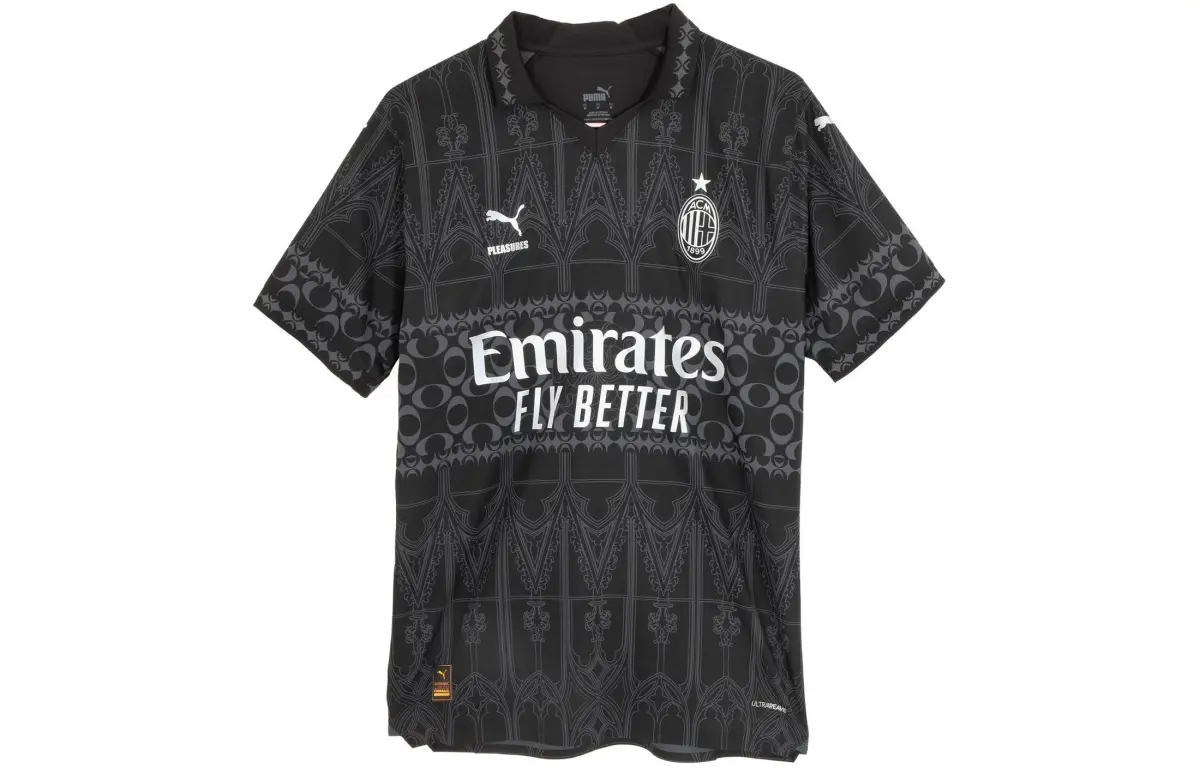 PUMA x PLEASURES AC Milan Retro Soccer Jerseys Player Edition Men's Black