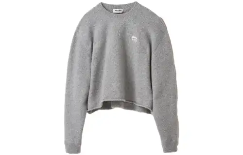 MIU MIU Logo Embroidered Crewneck Knitted Jumper