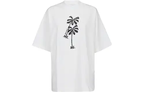 PALM ANGELS T Shirts Women's White Crew Neck Moderate Straight Fit