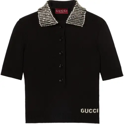 GUCCI Sweaters Women's Black Lapel Moderate Other