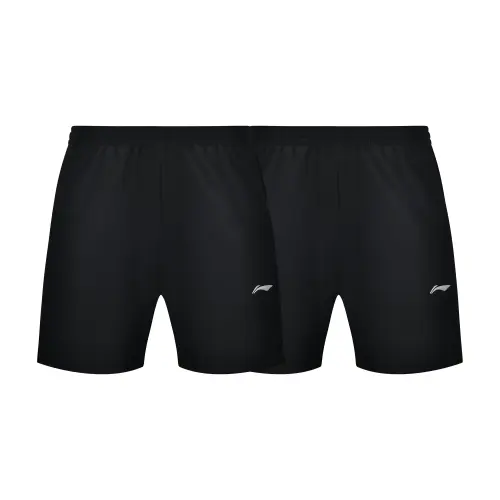 Li Ning Solid Color Minimalist Style Quick Dry Casual Shorts Unisex 2 Piece Set Black