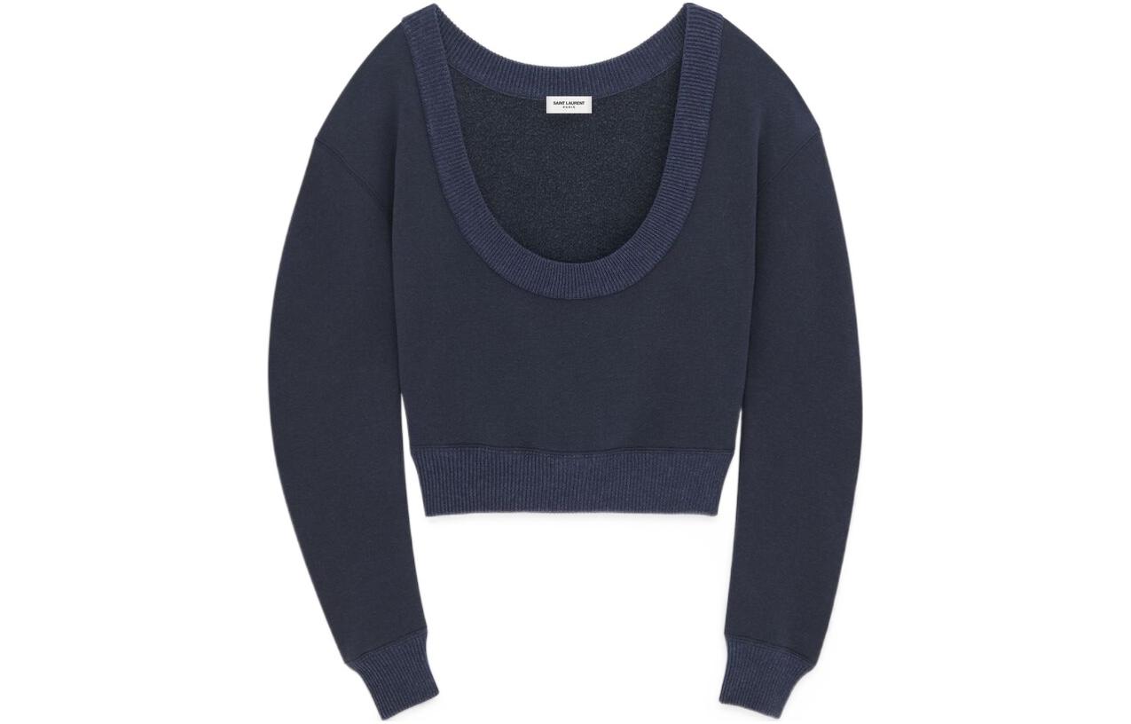 SAINT LAURENT Scoop-Neck Cropped Sweatshirt