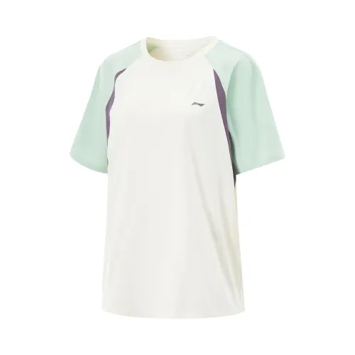 Li Ning Fitness Series T Shirt Women's Ivory/Dust Gray Green