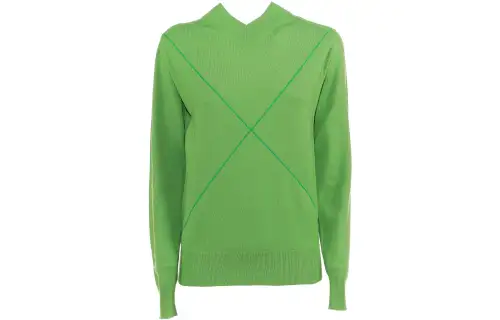 Bottega Veneta Cross Printed V Neck Sweater Green