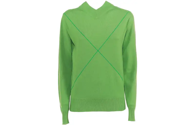 Bottega Veneta Cross Printed V Neck Sweater Green