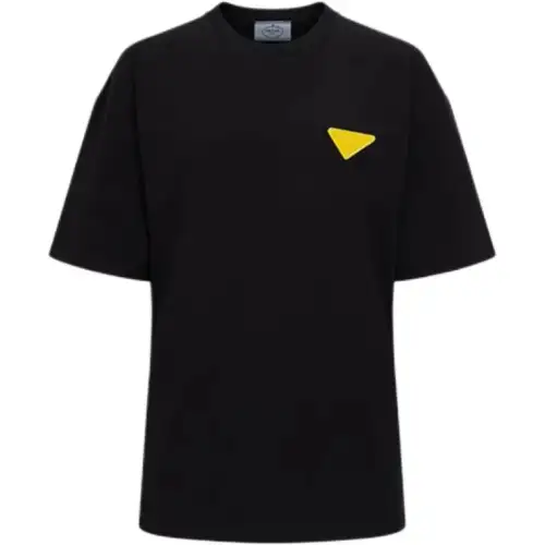 PRADA T Shirts Women's Black Crew Neck Moderate Straight Fit