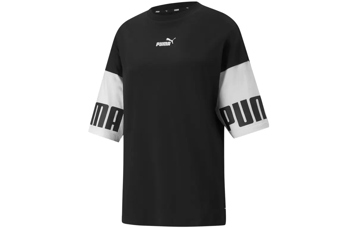 PUMA T-Shirts Women's Black Crew Neck Moderate Straight Fit