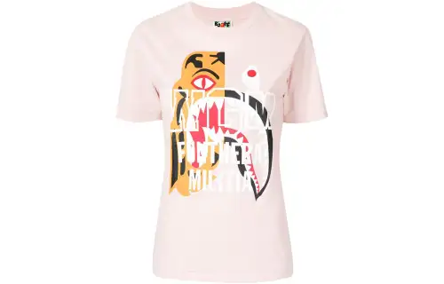 A BATHING APE T Shirts Women's Pink Crew Neck Moderate Straight Fit