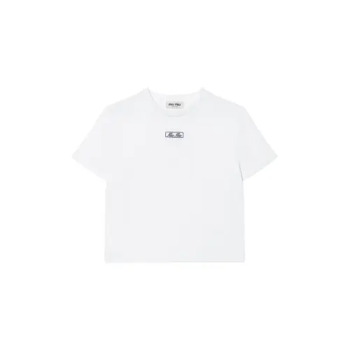 MIU MIU T Shirts Women's White Crew Neck Moderate Straight Fit