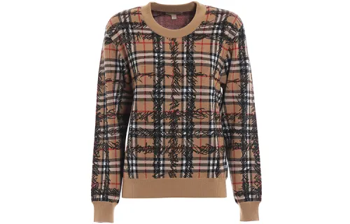 Burberry Sweaters Women's Khaki Crew Neck Moderate Base Layer