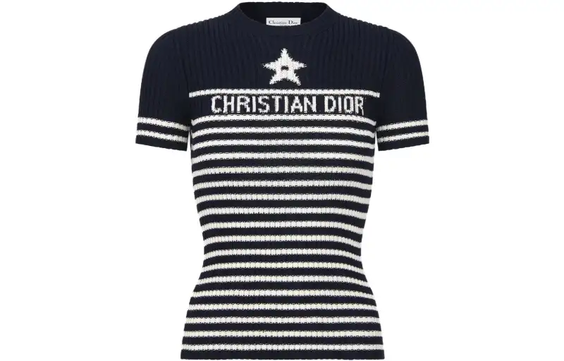 DIOR Crop Tops Women's Black Crew Neck Moderate