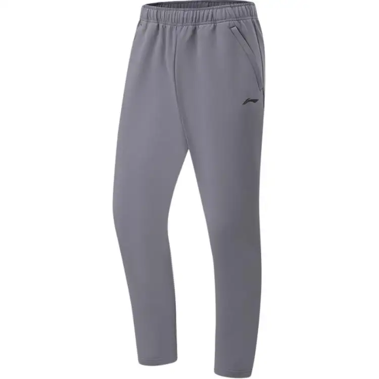 Li Ning Fitness Series Solid Color Mid Rise Comfortable And Breathable Fleece Lined Thermal Straight Fit Sports Pants