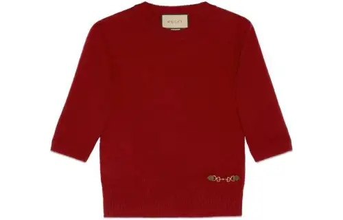 GUCCI Sweaters Women's Red Crew Neck Moderate Other