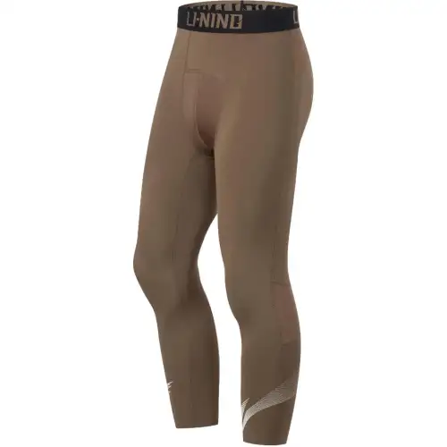 LiNing Li Ning CBA series professional basketball series Logo letter mid-waist breathable versatile three-point sports trousers men's brown brown