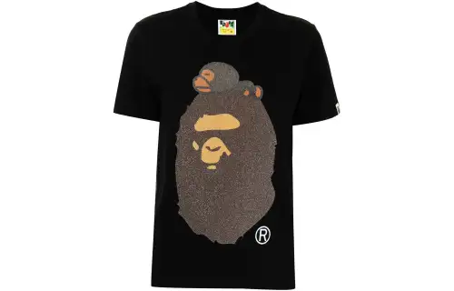 A BATHING APE T Shirts Women's Black Crew Neck Moderate Straight Fit