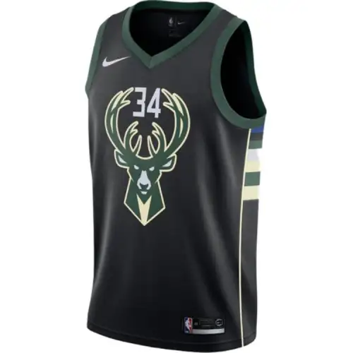 Nike NBA Antetokounmpo No. 34 Comfortable Casual V-neck Pullover Sleeveless Basketball Jersey Bucks Men's Black