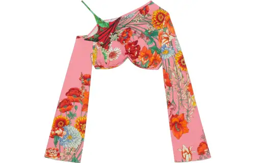 GUCCI Crop Tops Women's Pink Asymmetrical Collar Moderate