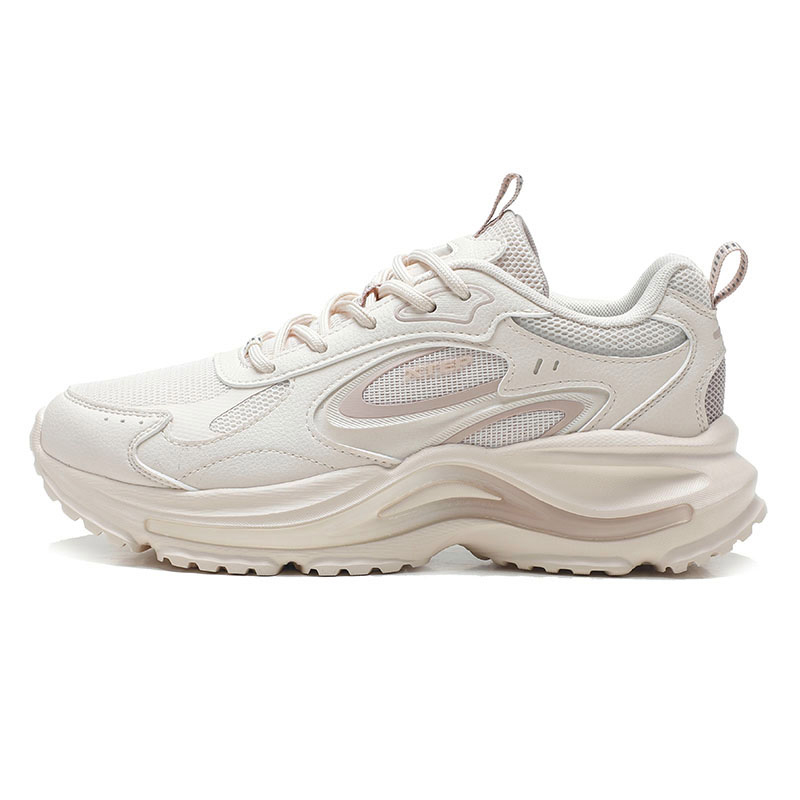 XTEP Breathable, Slip Resistant, And Abrasion Resistant Low top Outdoor Shoes Women’s Ivory Pink Brown