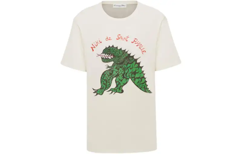 DIOR SS24 Drop Shoulder Sleeve T Shirt Women's Apricot White
