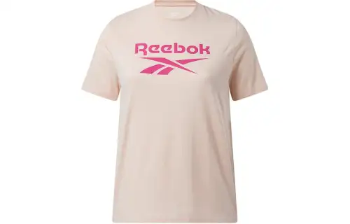 Reebok T Shirts Women's Pink Crew Neck Moderate Straight Fit